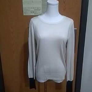 1. STATE Cream and Black Sweater